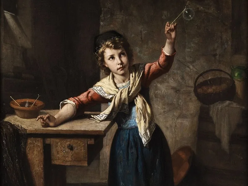 1826-Eugène François Fines - La bambina e le bolle
